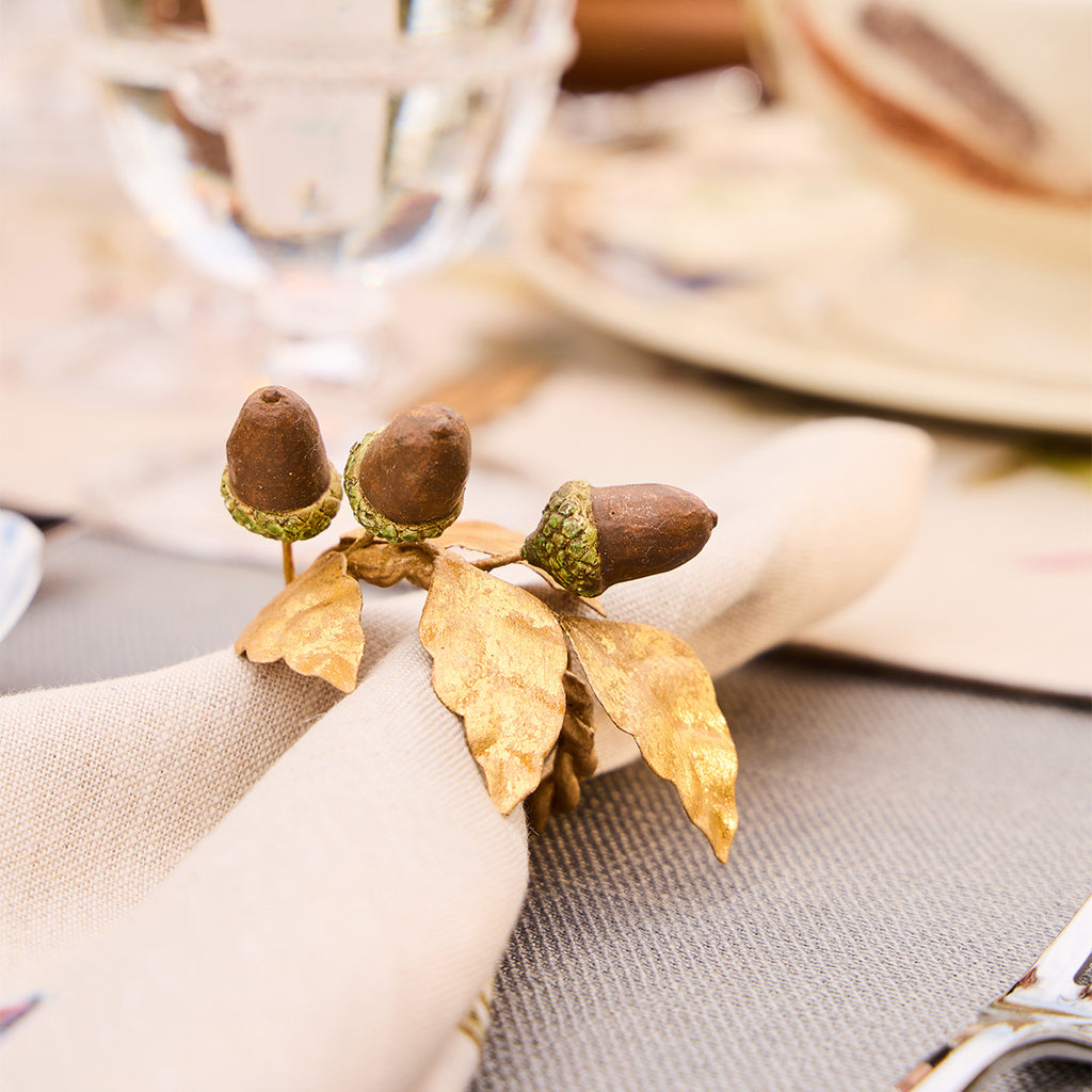 Forest Walk Acorn Napkin Ring in Multi, Set of 4