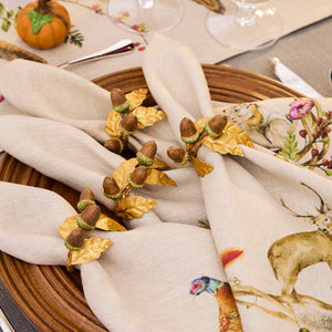 Forest Walk Acorn Napkin Ring in Multi, Set of 4