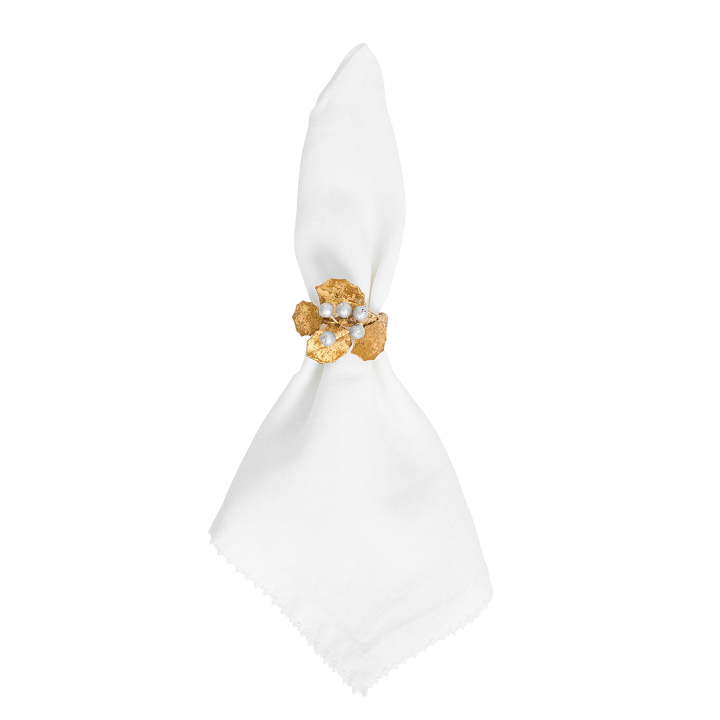 Forest Walk Holly with Berries Napkin Ring in Gold/Silver, Set of 4