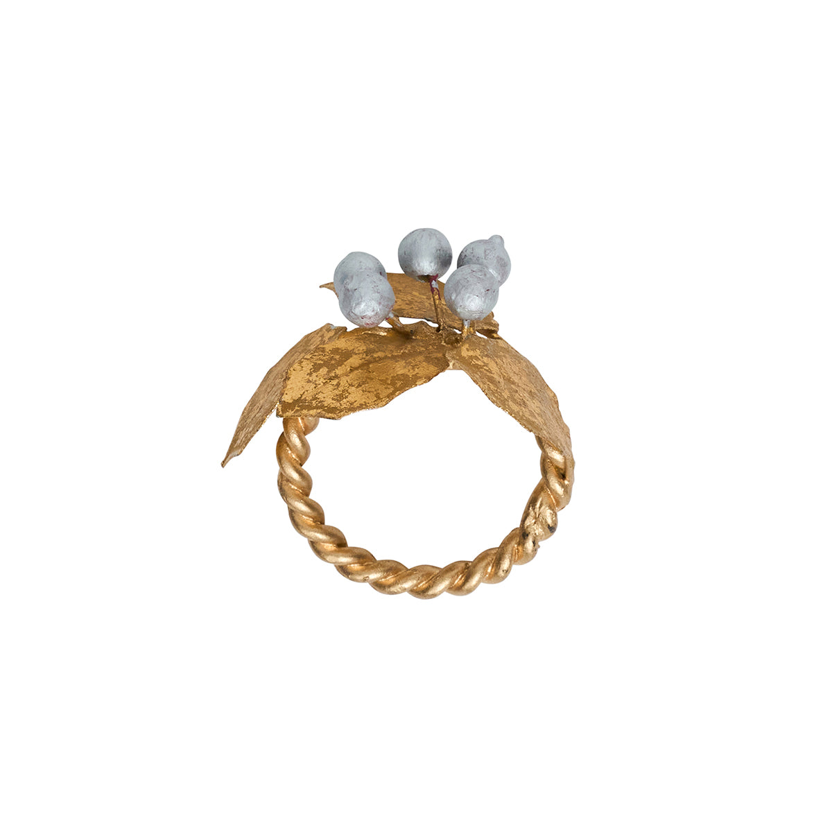 Forest Walk Holly with Berries Napkin Ring in Gold/Silver, Set of 4