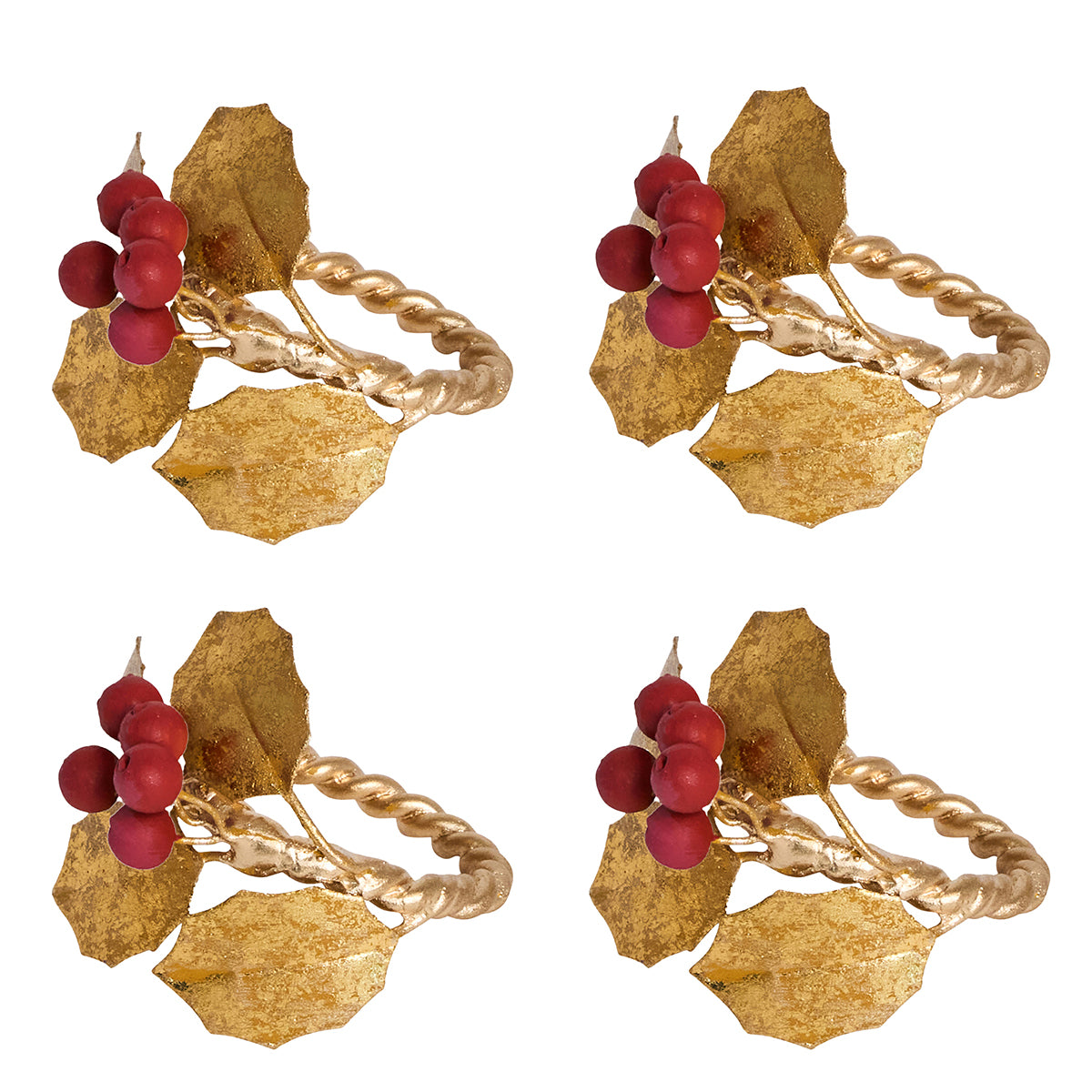 Forest Walk Holly with Berries Napkin Ring in Multi