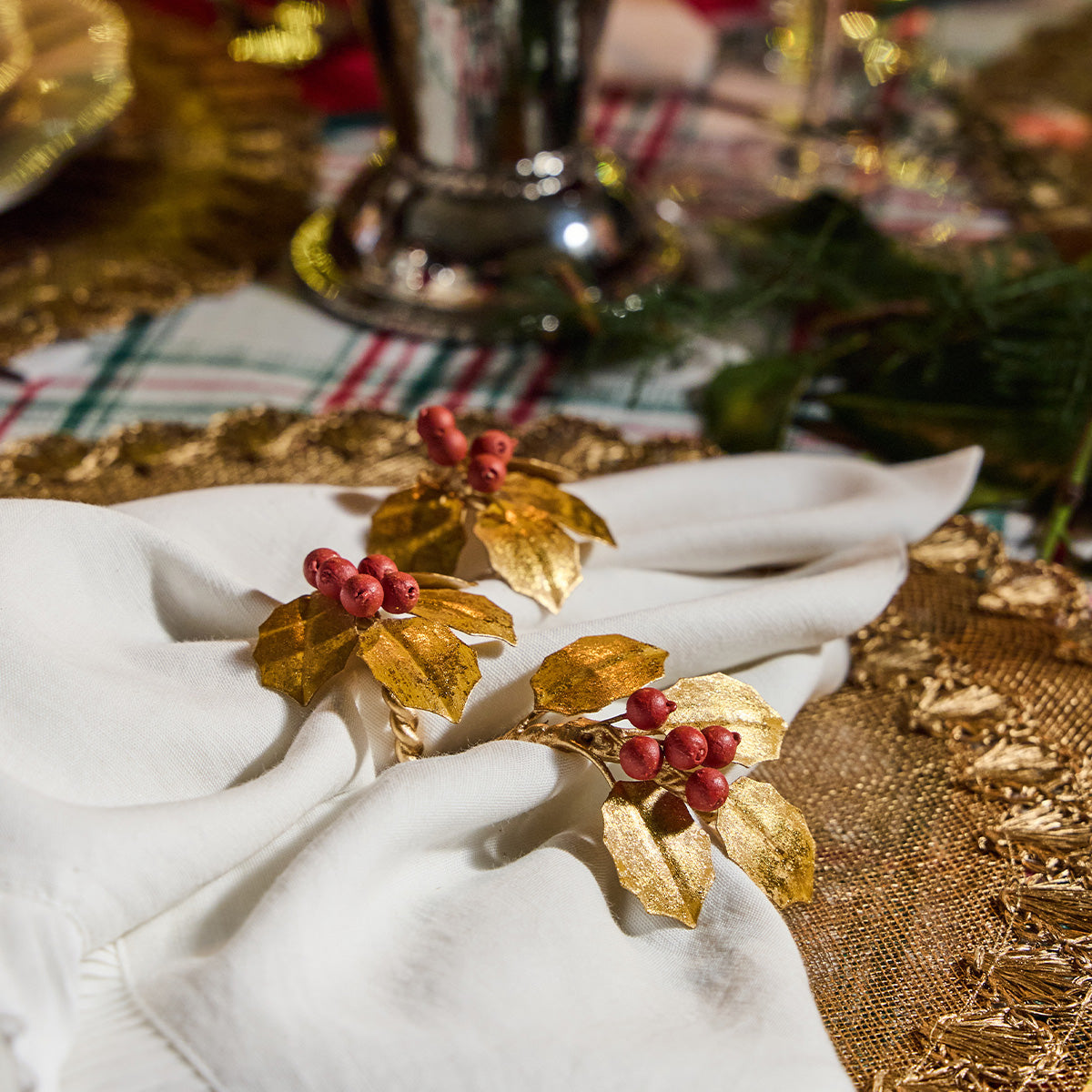 Forest Walk Holly with Berries Napkin Ring in Multi