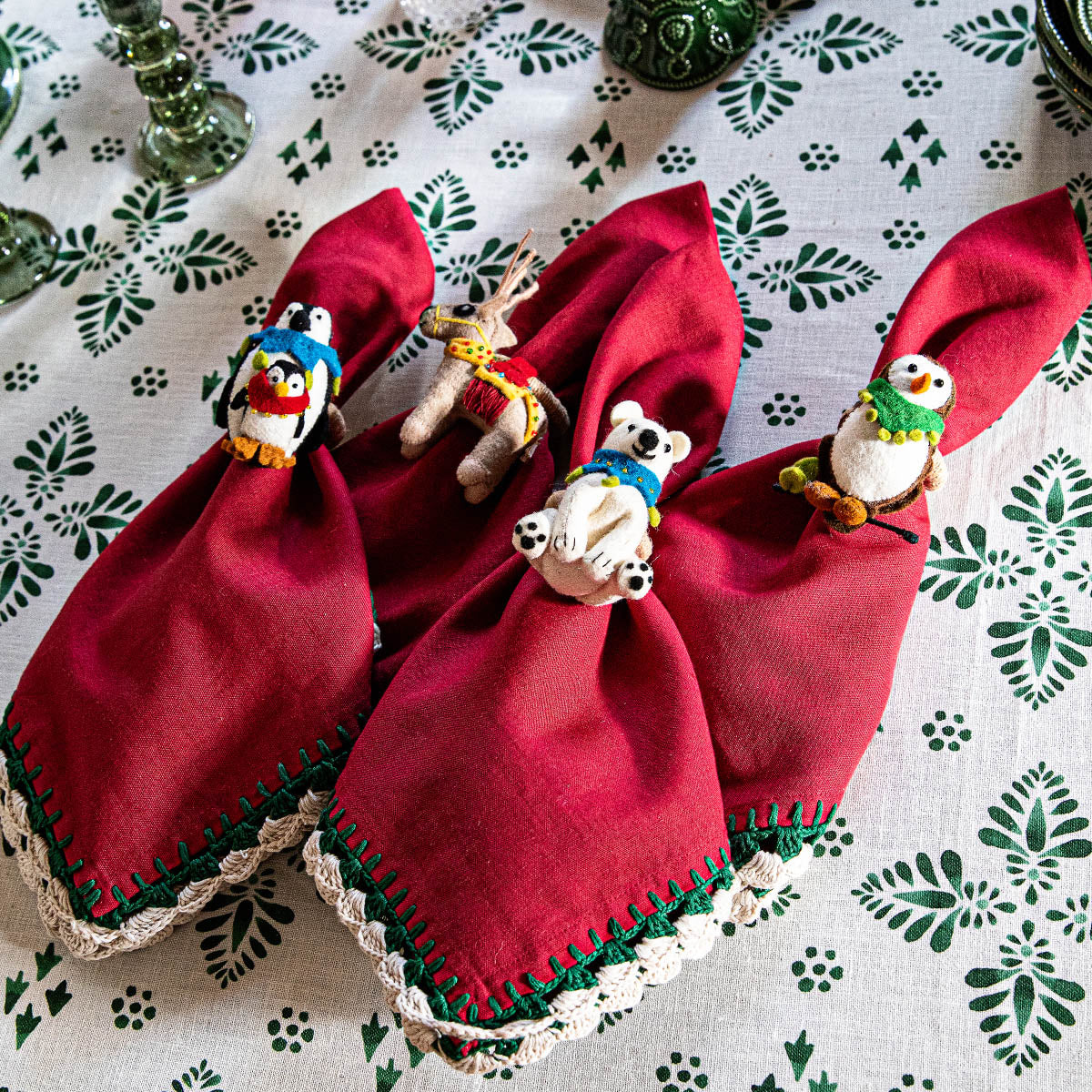 Berry & Thread North Pole Animal Napkin Ring Assorted, Set of 4