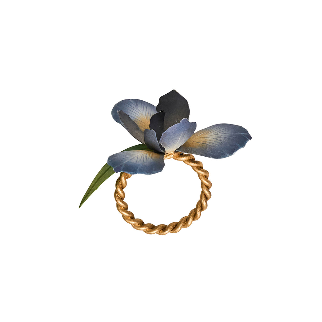 Meadow Walk Iris Napkin Ring in Chambray, Set of 4