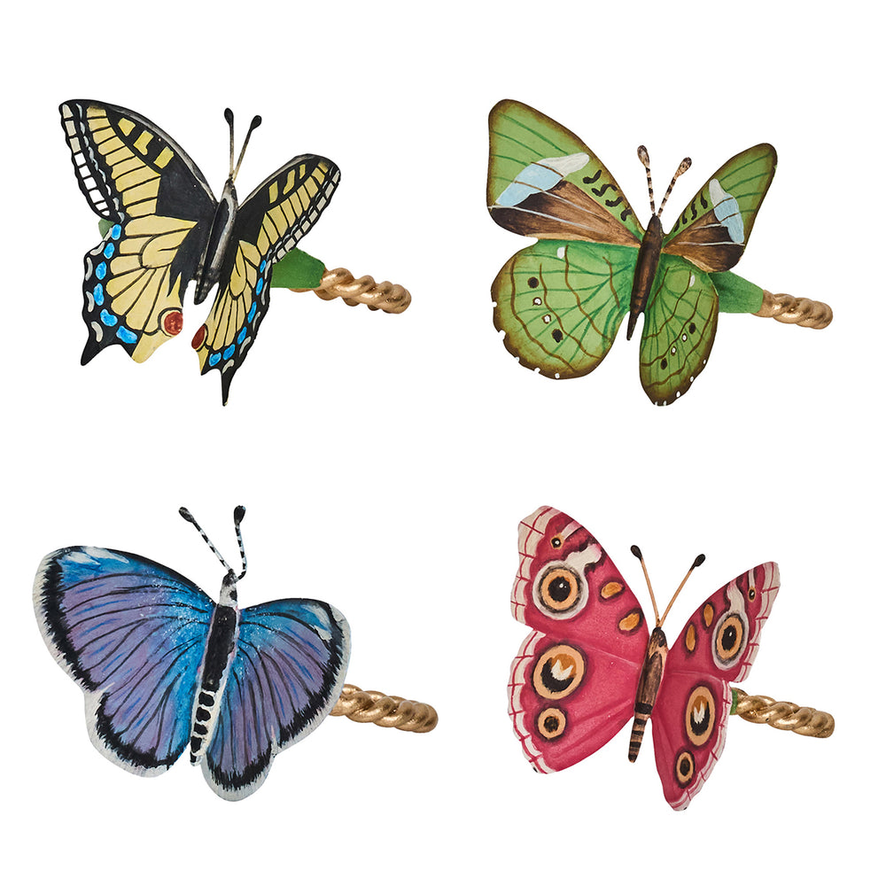 Meadow Walk Butterfly Napkin Ring Assorted in Multi, Set of 4