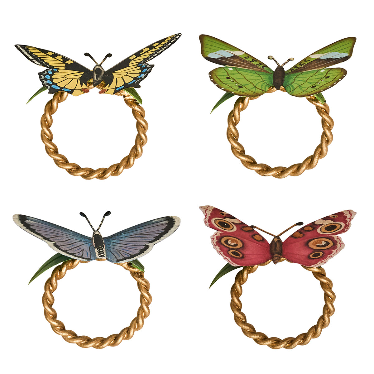 Meadow Walk Butterfly Napkin Ring Assorted in Multi, Set of 4