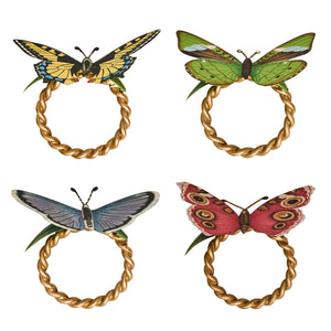Meadow Walk Butterfly Napkin Ring Assorted in Multi, Set of 4