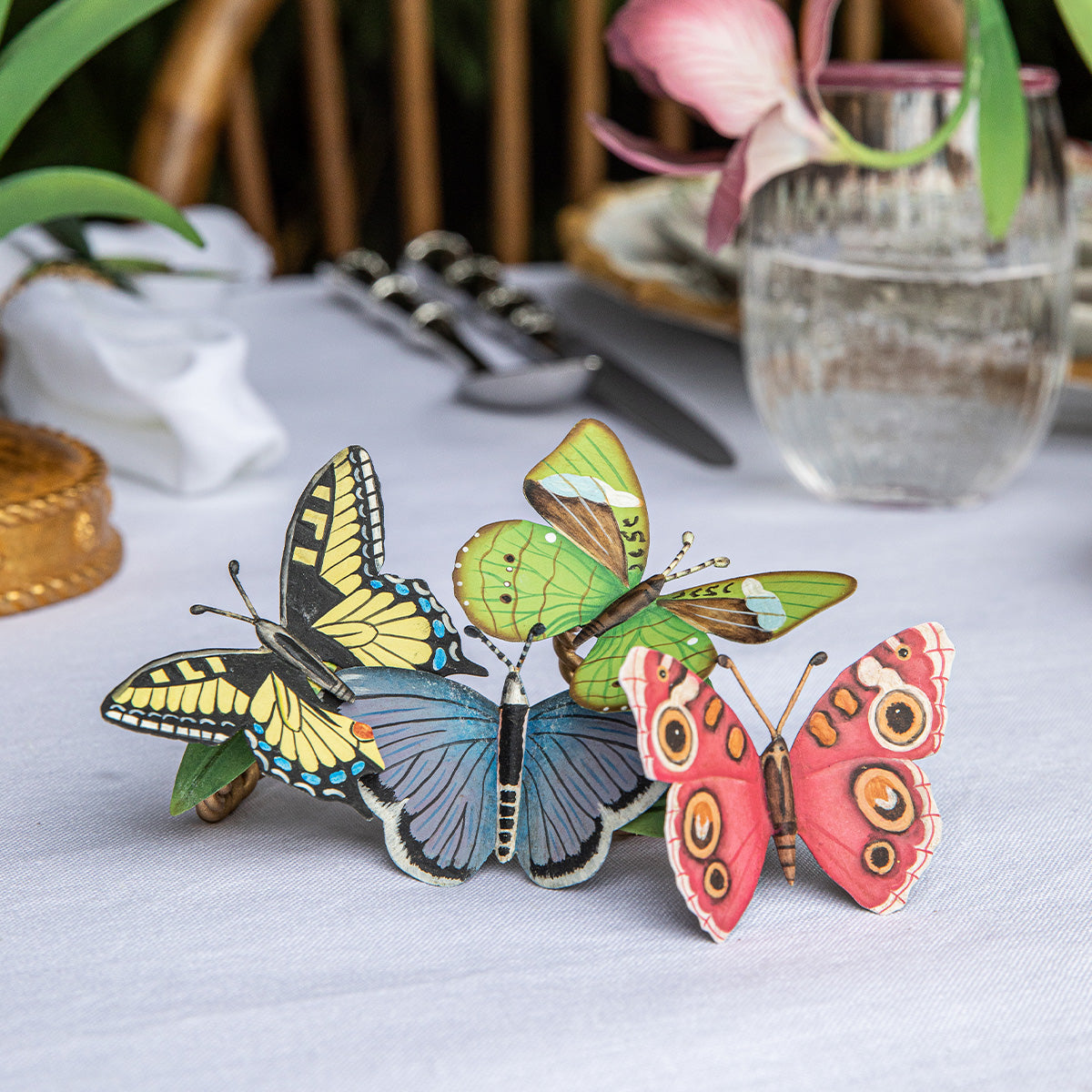 Meadow Walk Butterfly Napkin Ring Assorted in Multi, Set of 4