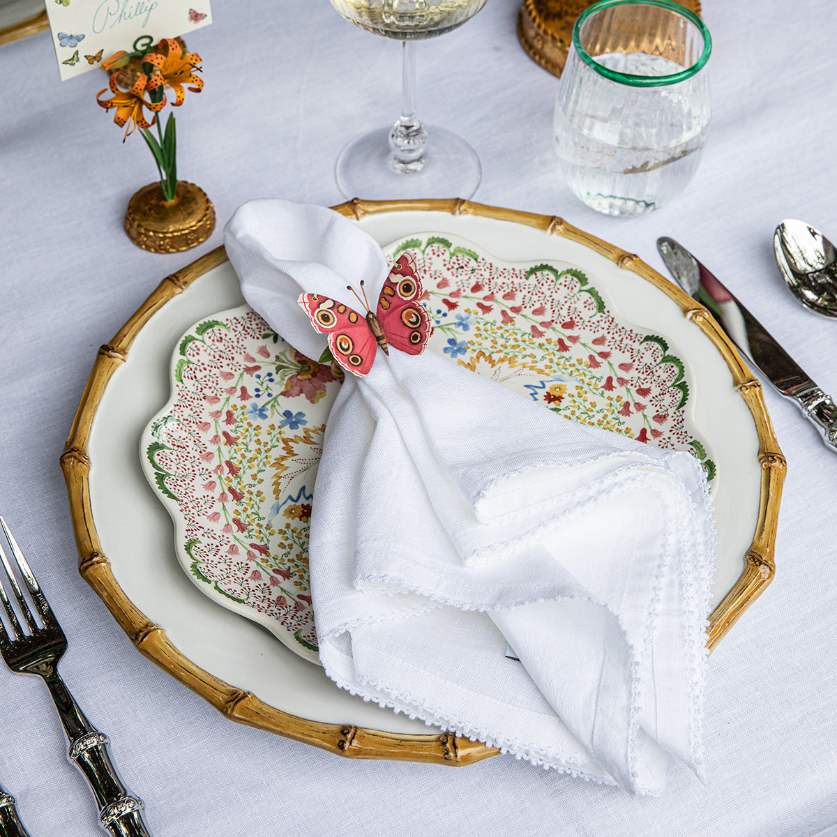 Meadow Walk Butterfly Napkin Ring Assorted in Multi, Set of 4