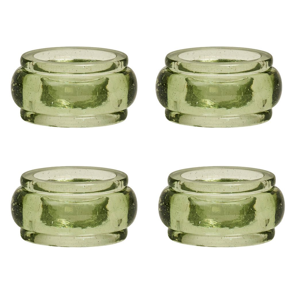Provence Napkin Ring in Basil, Set of 4