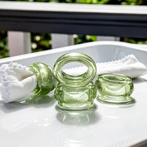 Provence Napkin Ring in Basil, Set of 4