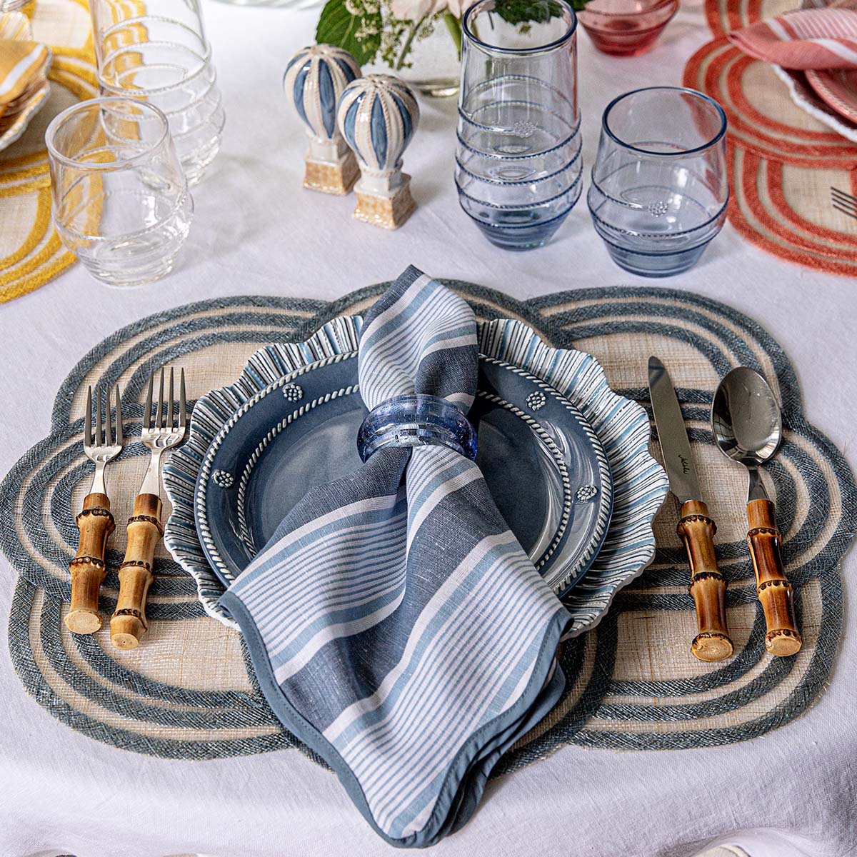 Provence Napkin Ring in Chambray, Set of 4