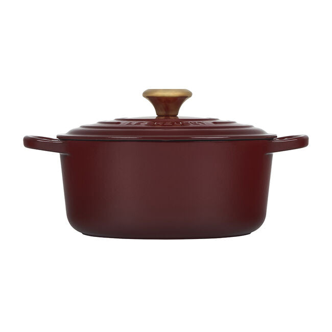 Le Creuset Signature 5.5-Quart Round Enameled Cast Iron Dutch Oven with  Gold Stainless Steel Knob - Rhone