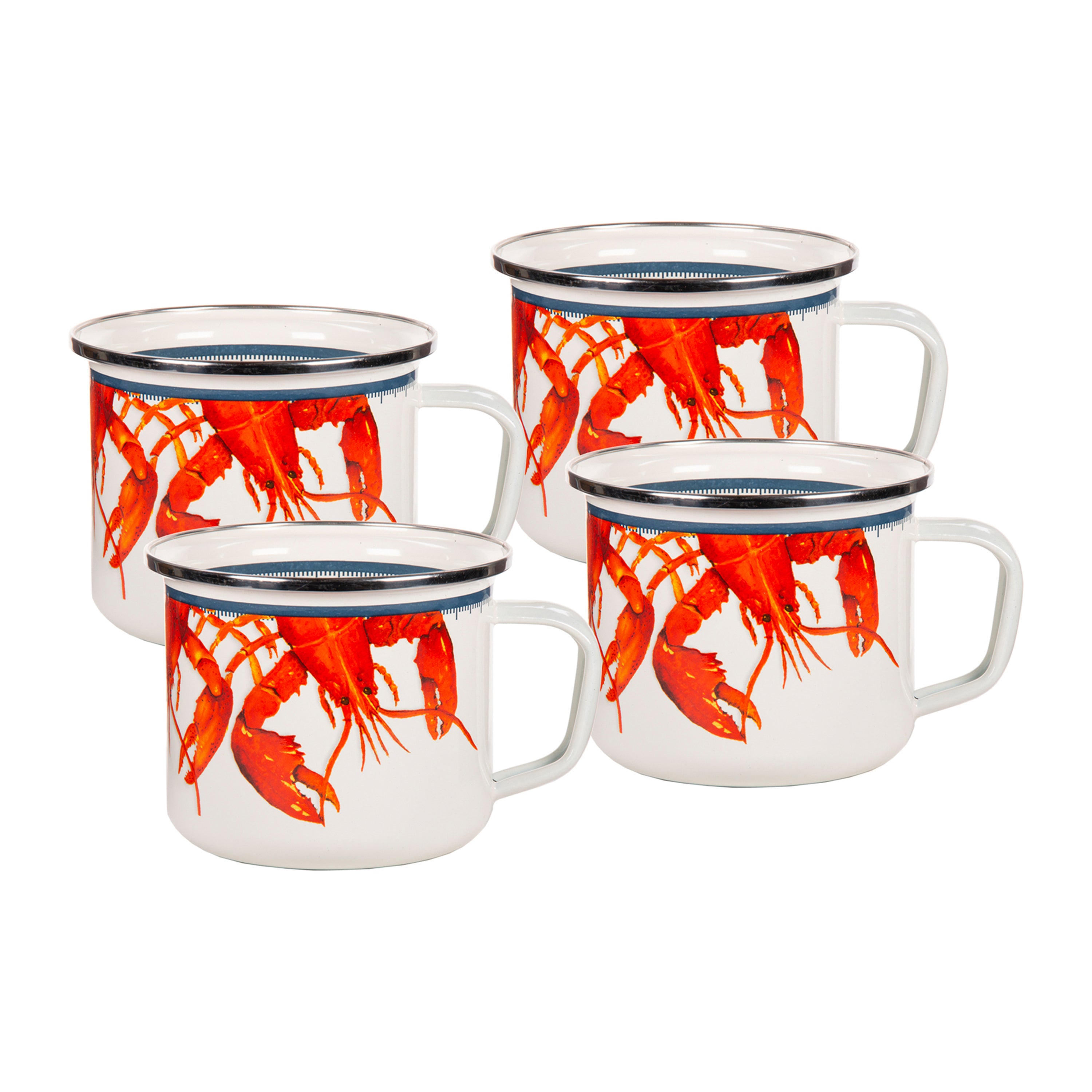 Grande Mugs in Lobster, Set of 4