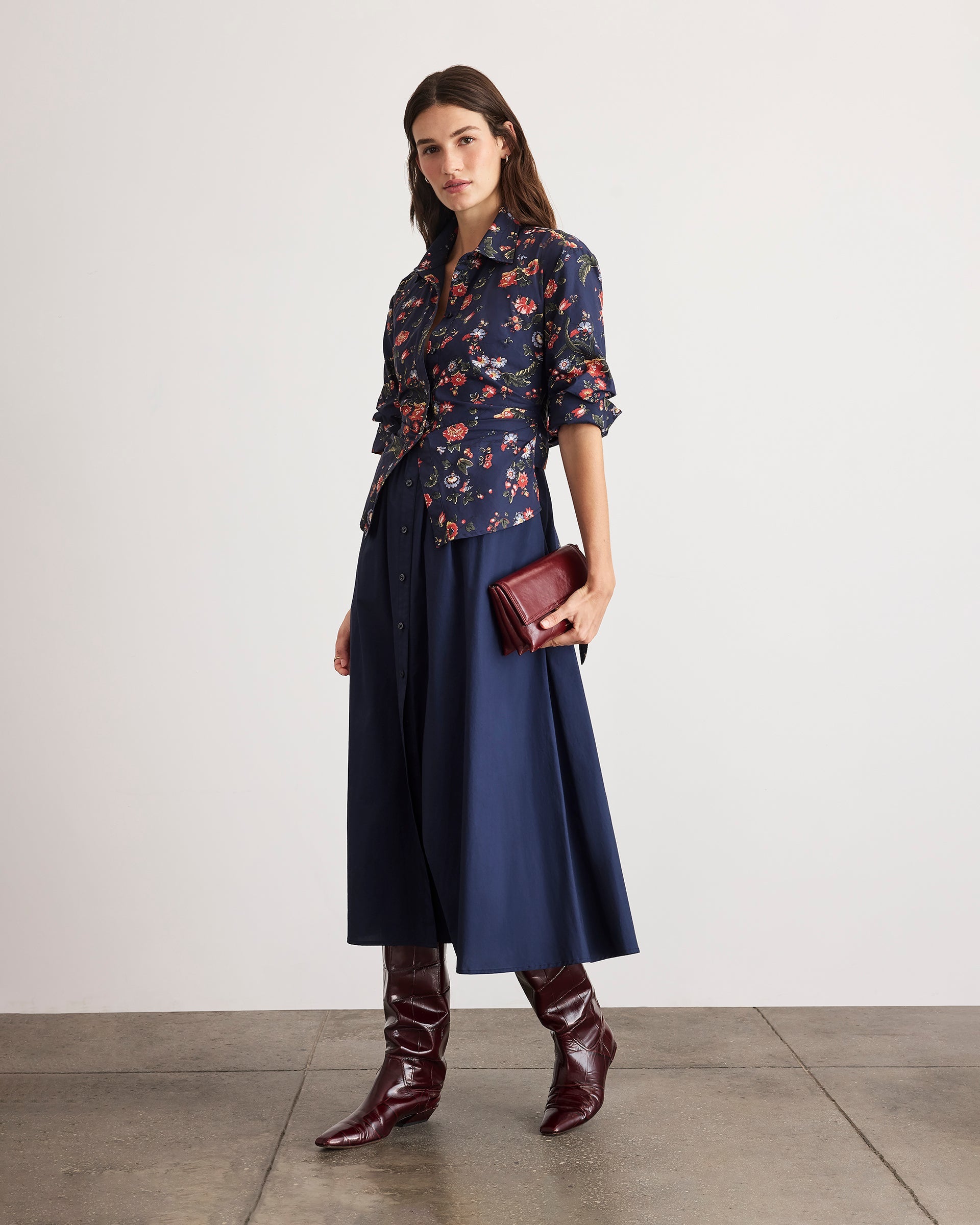 Long Sleeve Hannah Dress in Midnight Multi