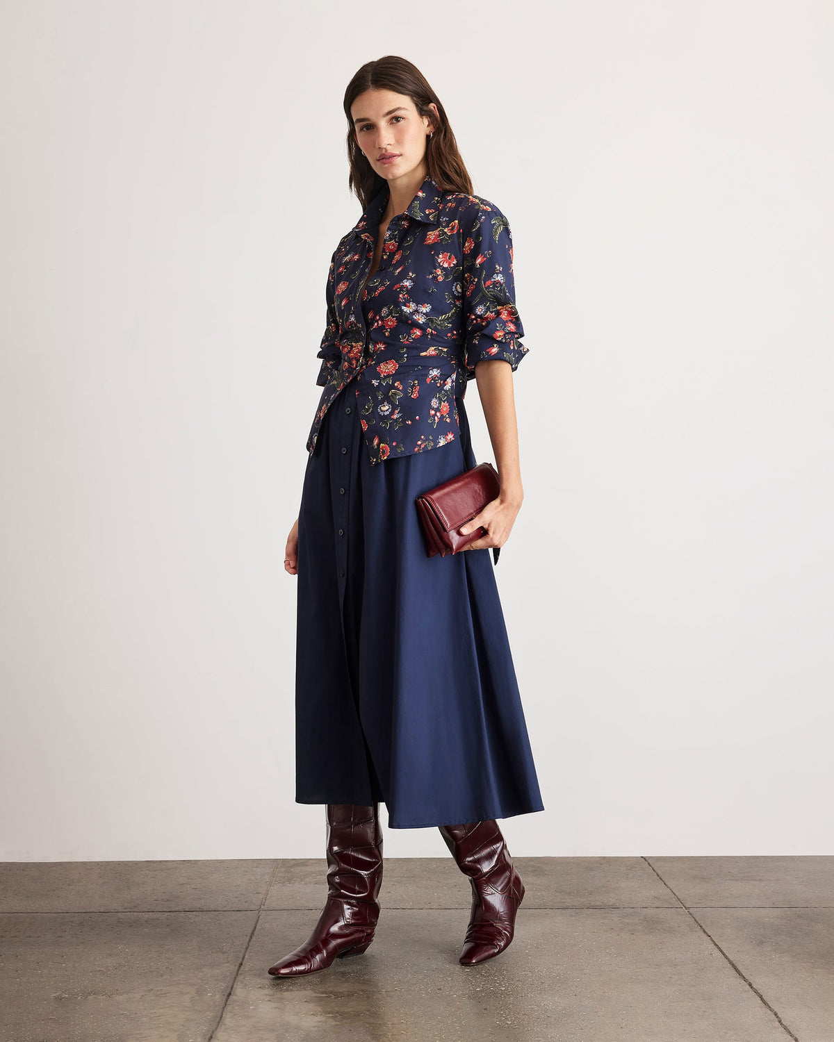 Long Sleeve Hannah Dress in Midnight Multi