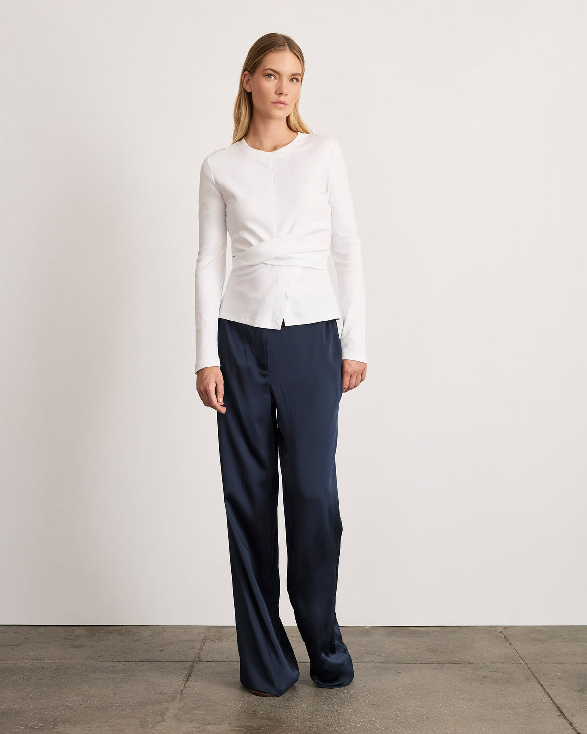 Long Sleeve Kelsey Top in Optic White