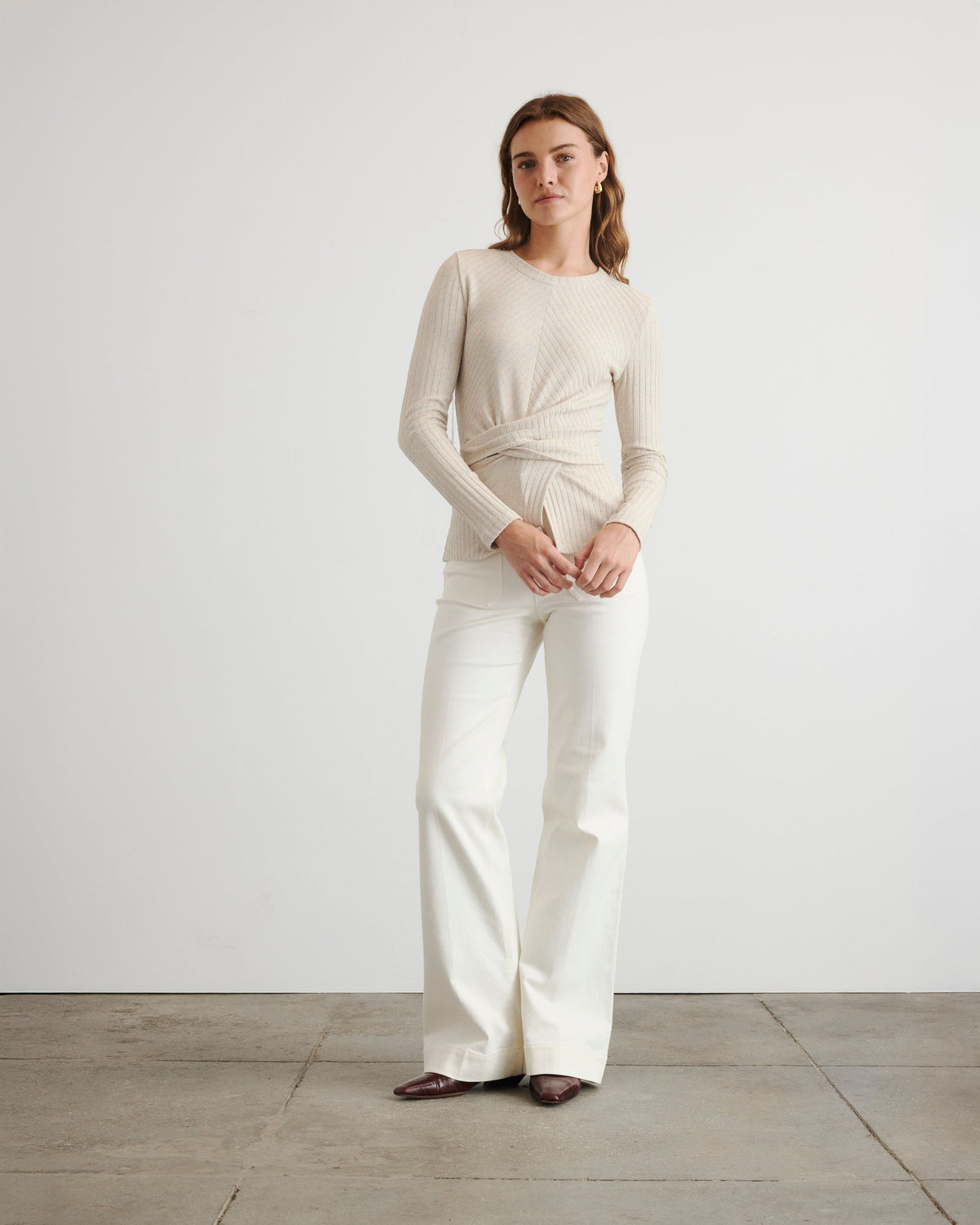Long Sleeve Kelsey Top in Oatmeal