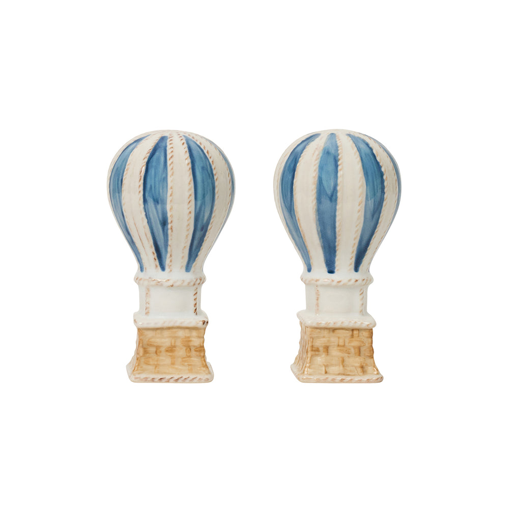 L’Amour Toujours Hot Air Balloon Salt and Pepper Shakers in Chambray, Set of 2