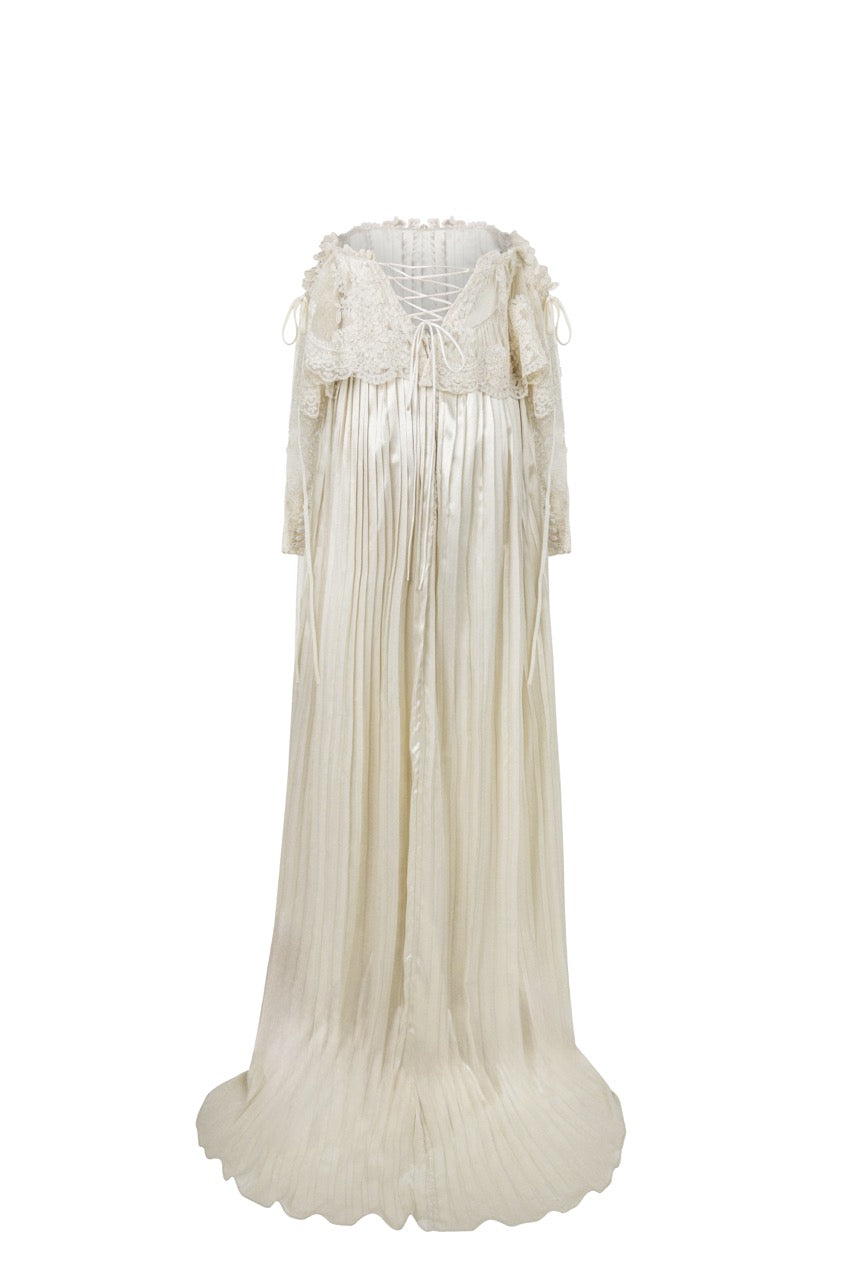 Luca- Pleated Satin Silk Wedding Dress XL Luca- Pleated Satin Silk Wedding Dress XL