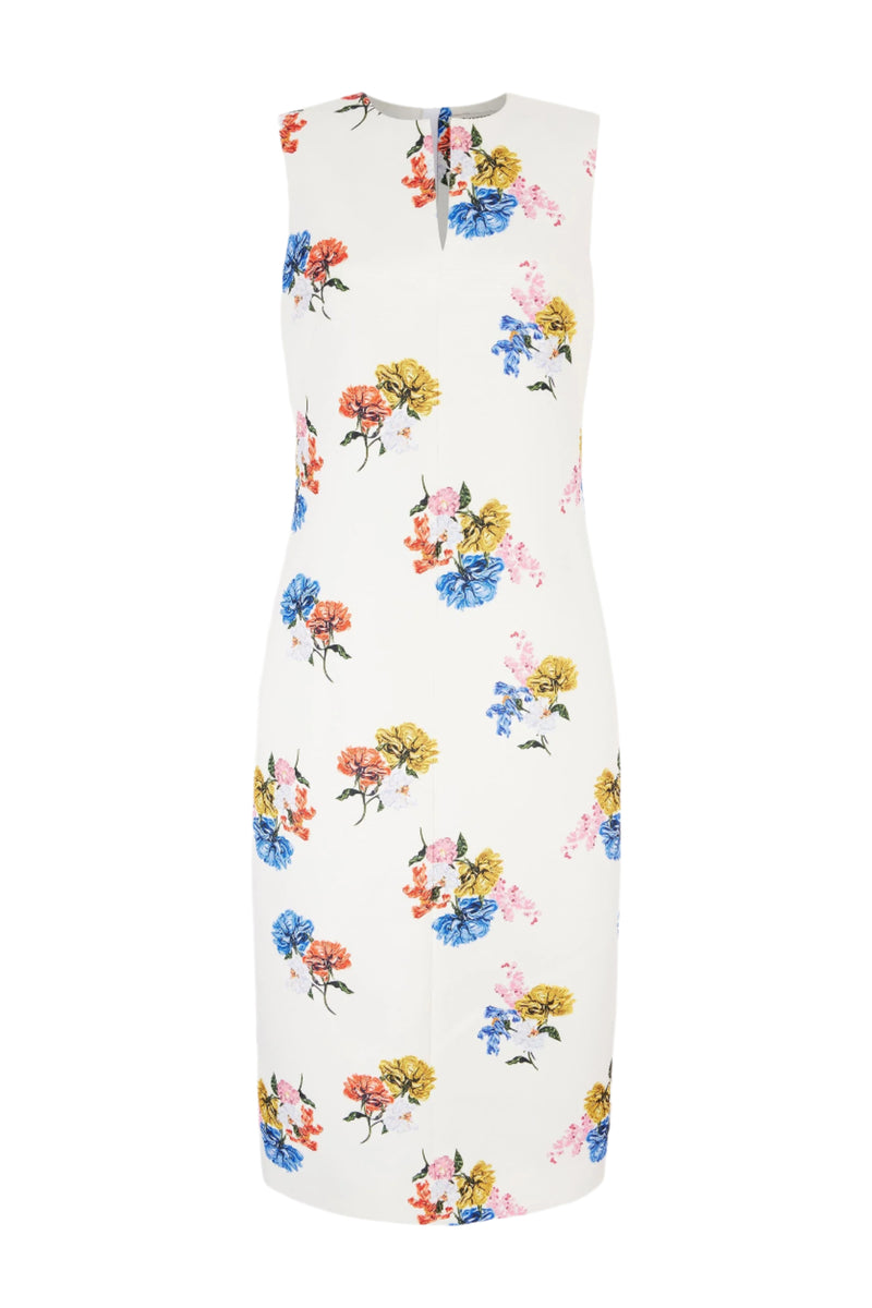 Ludie Dress In Retro Bouquet On White Taffeta Faille | Emilia Wickstead