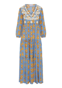 Frangipani Dress in Lotus Feet Blue