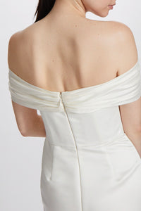Duchess Satin Strapless Tea-Length Dress