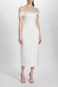 Duchess Satin Strapless Tea-Length Dress