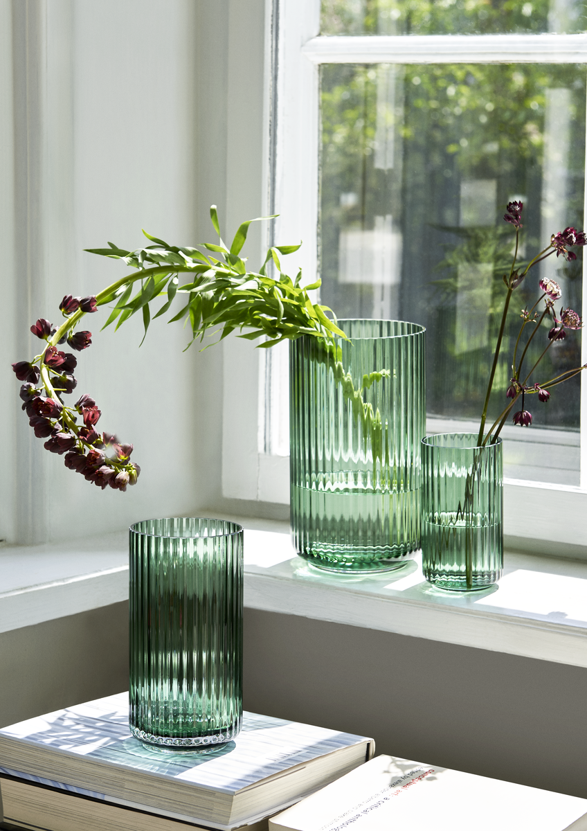 Lyngby Vase Mouth Blown Glass in Copenhagen Green