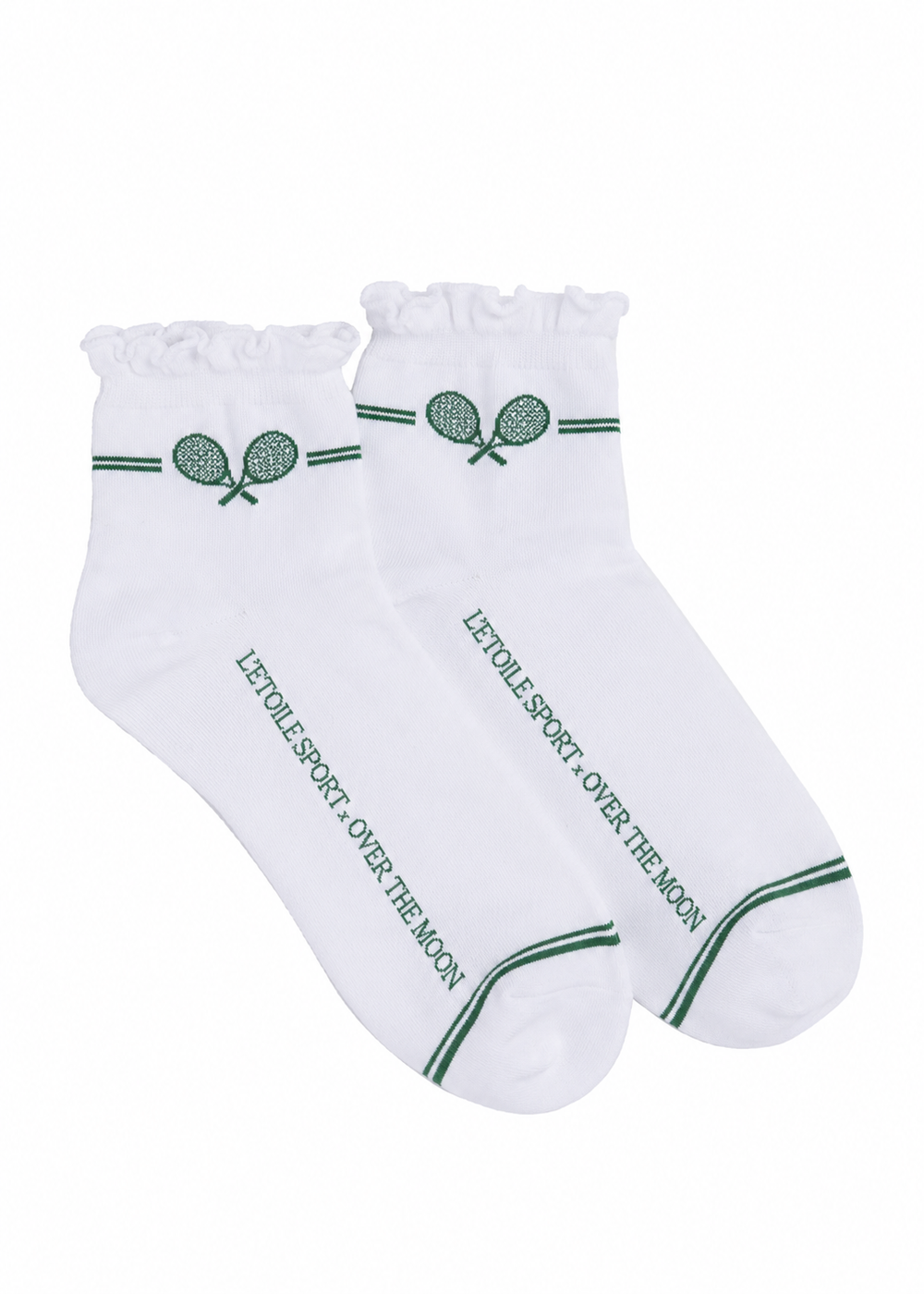Ruffle Trim Crew Socks in White