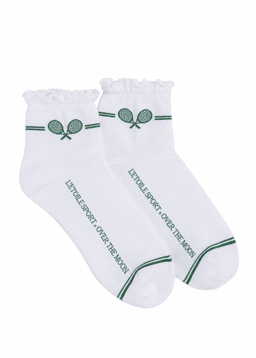 Ruffle Trim Crew Socks in White
