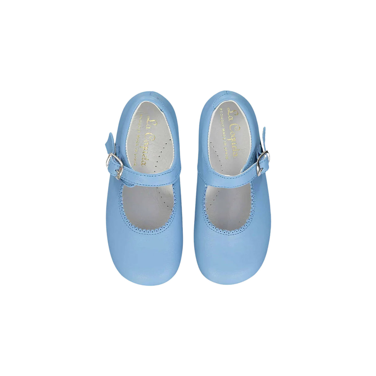 La Coqueta Mary Janes in Dusty Blue