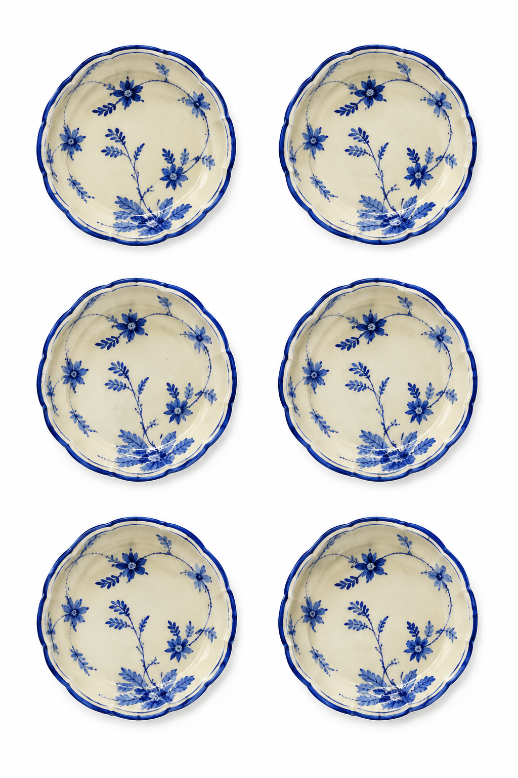 Blue Flowers Cereal Bowl, Set of 6