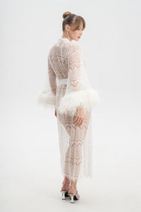 Lace Robe with Feathers