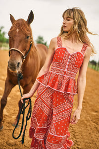 Lacey Dress in Aces Wild Red