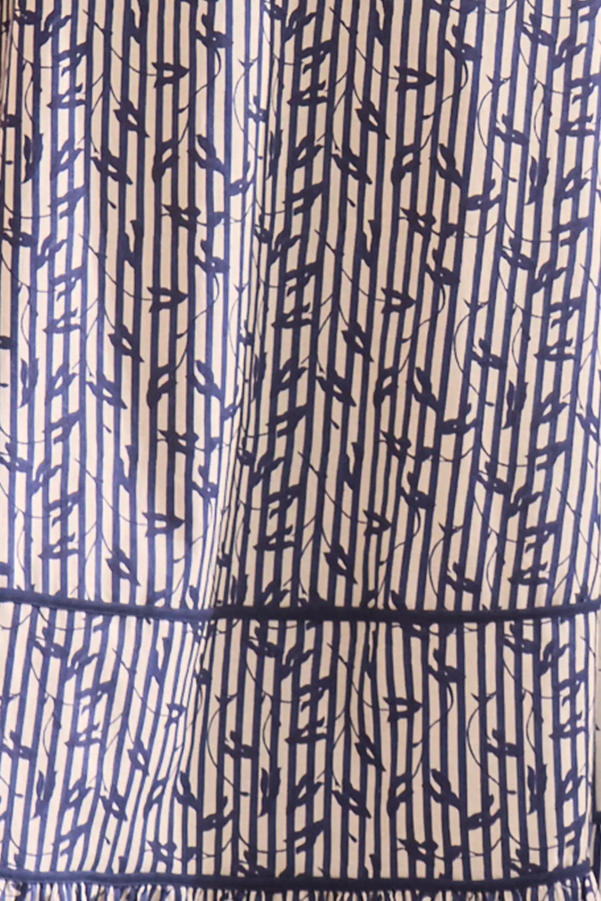 Vine Stripe peplum midi dress with a sleeveless bodice, sweetheart neckline, full circle skirt.