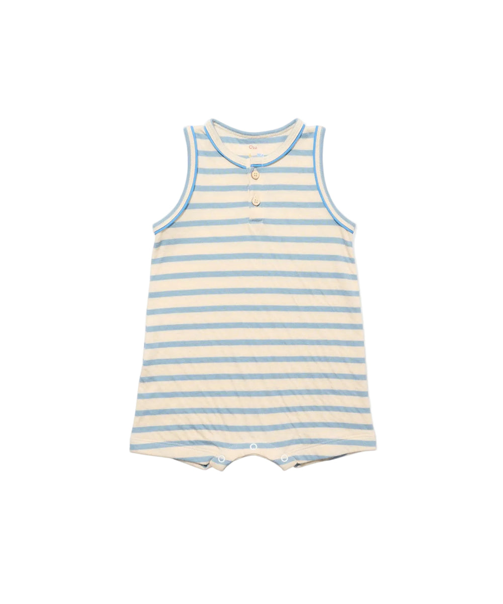 Lachlan Romper in Dusty Blue Stripe