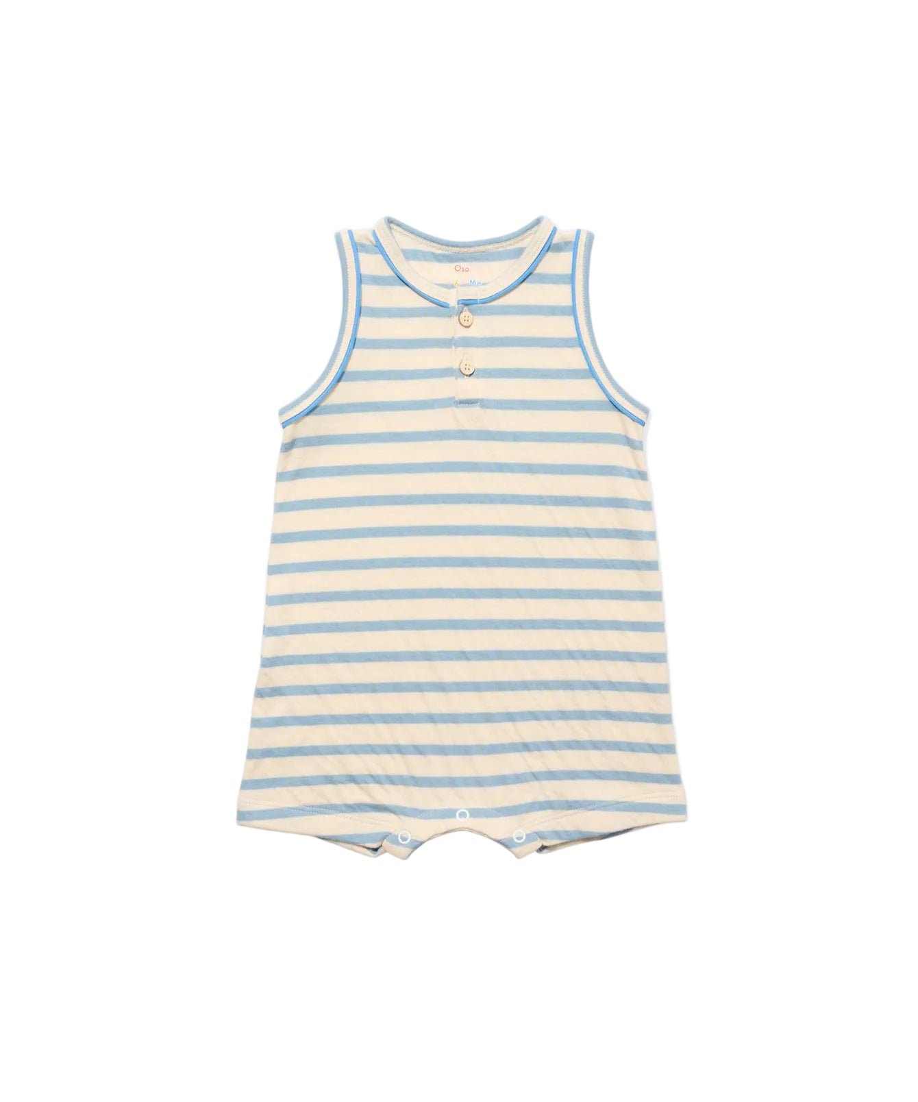 Lachlan Romper in Dusty Blue Stripe