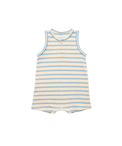 Lachlan Romper in Dusty Blue Stripe