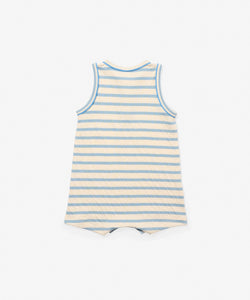 Lachlan Romper in Dusty Blue Stripe