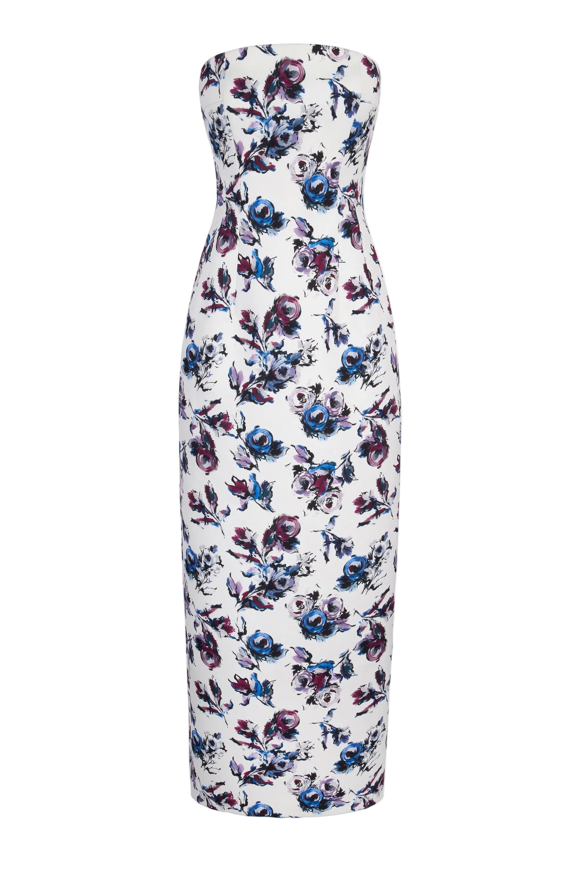 Laelia Dress In Purple & Blue Floral Print Genzianella Front Shot | Emilia Wickstead