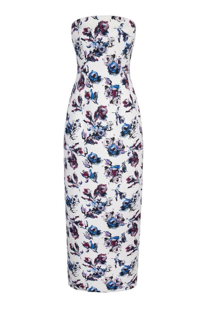 emilia wickstead blue floral dress Laelia Dress In Purple & Blue Floral Print Genzianella