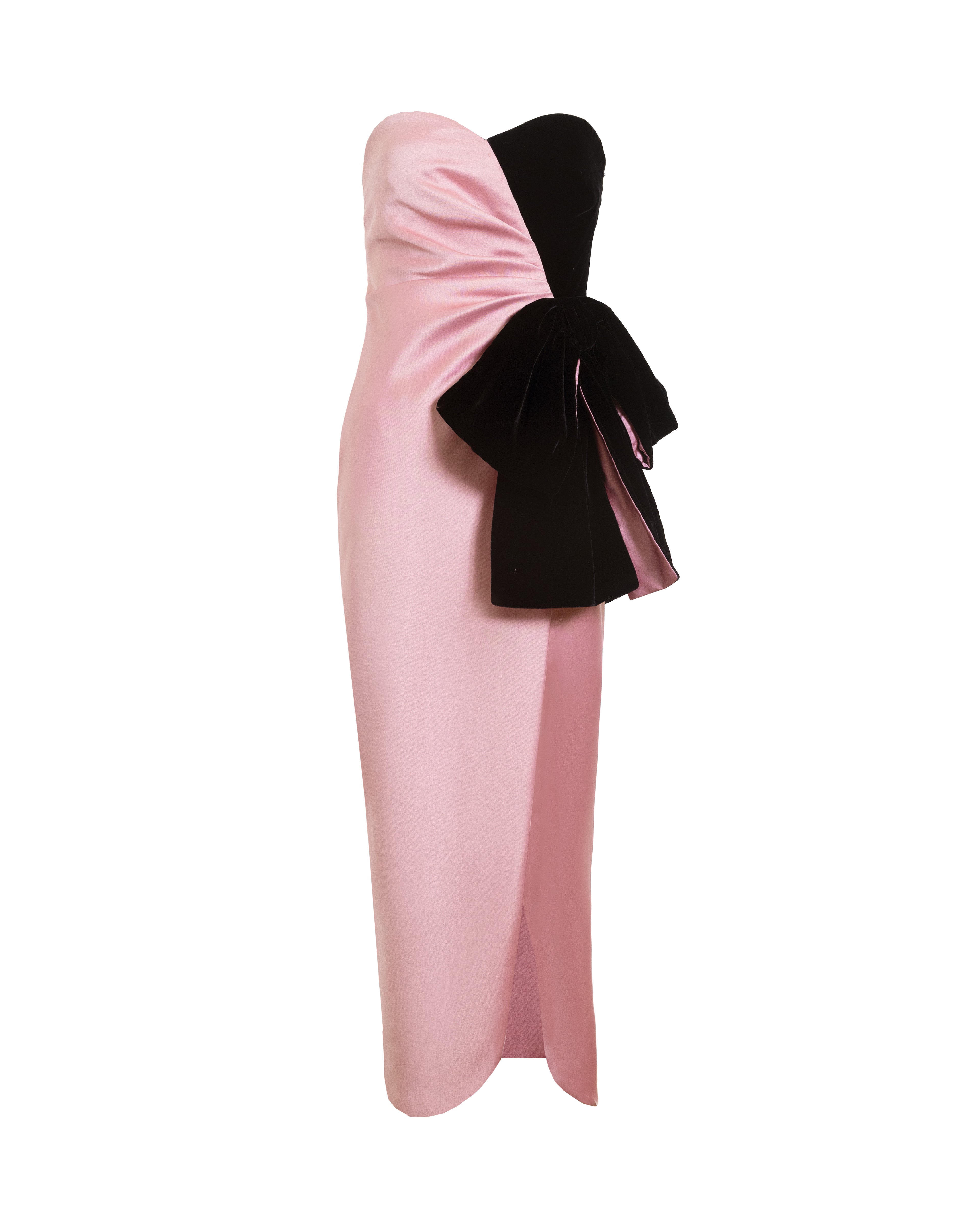 Lala Gown in Rose Quartz & Noir Multi