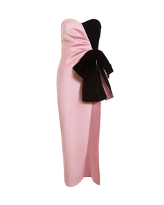 Lala Gown in Rose Quartz & Noir Multi