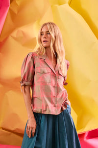 Landon Top in Day Glow Check