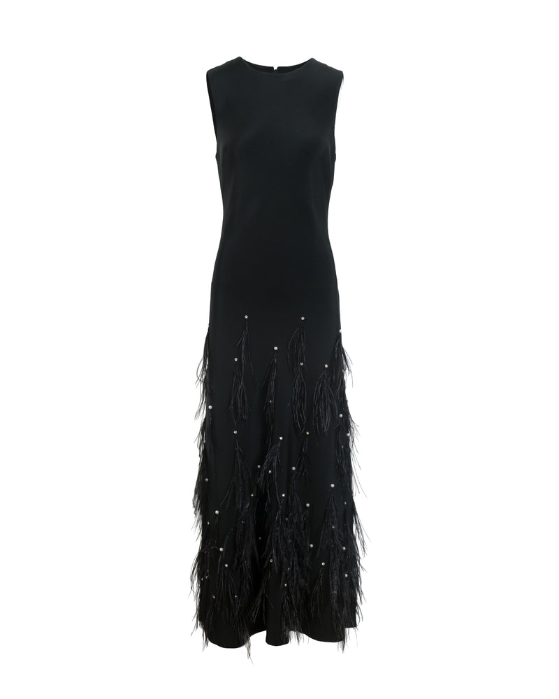 Laney Feather Dress in Noir