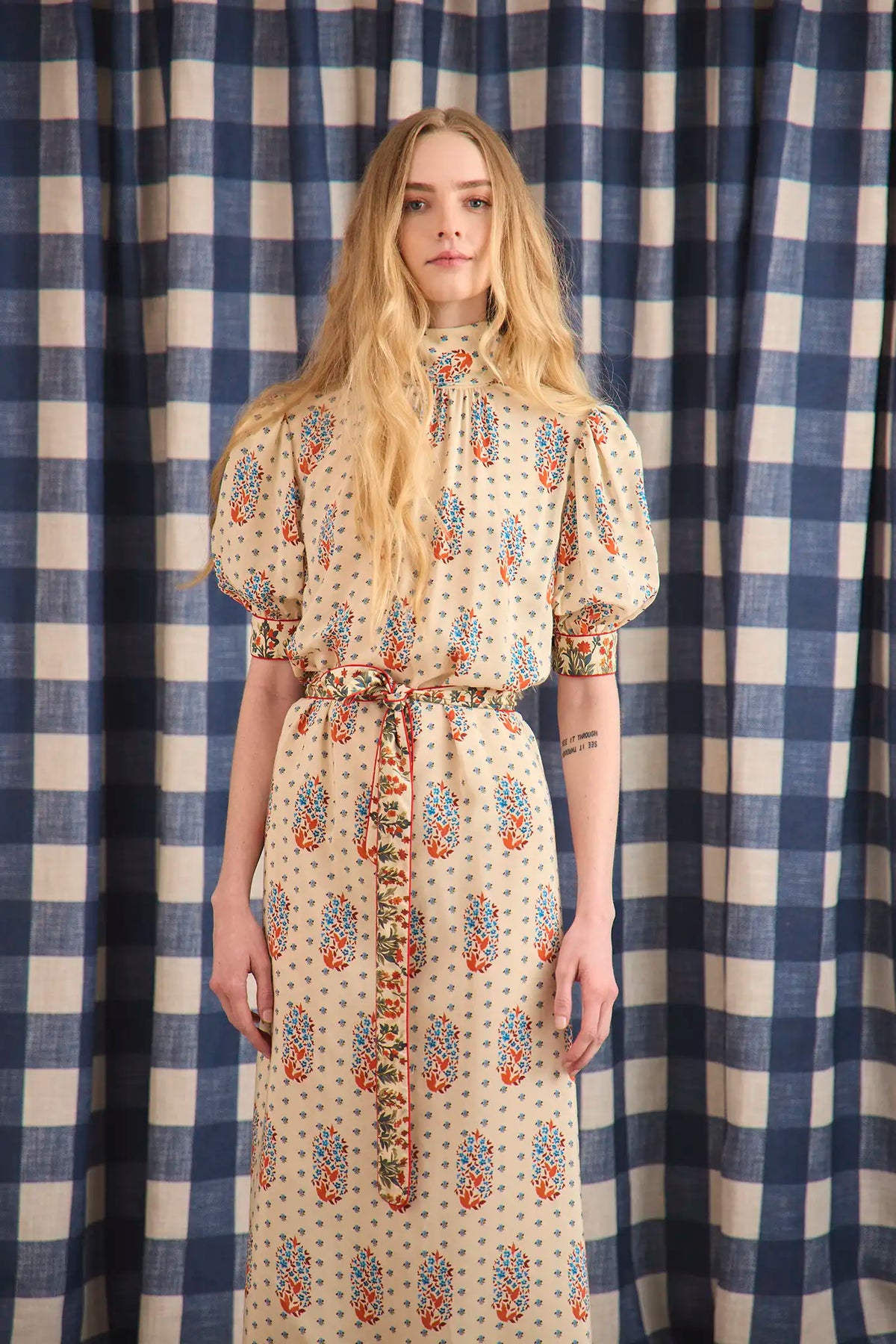 Langley Dress in Fall Floral Cream