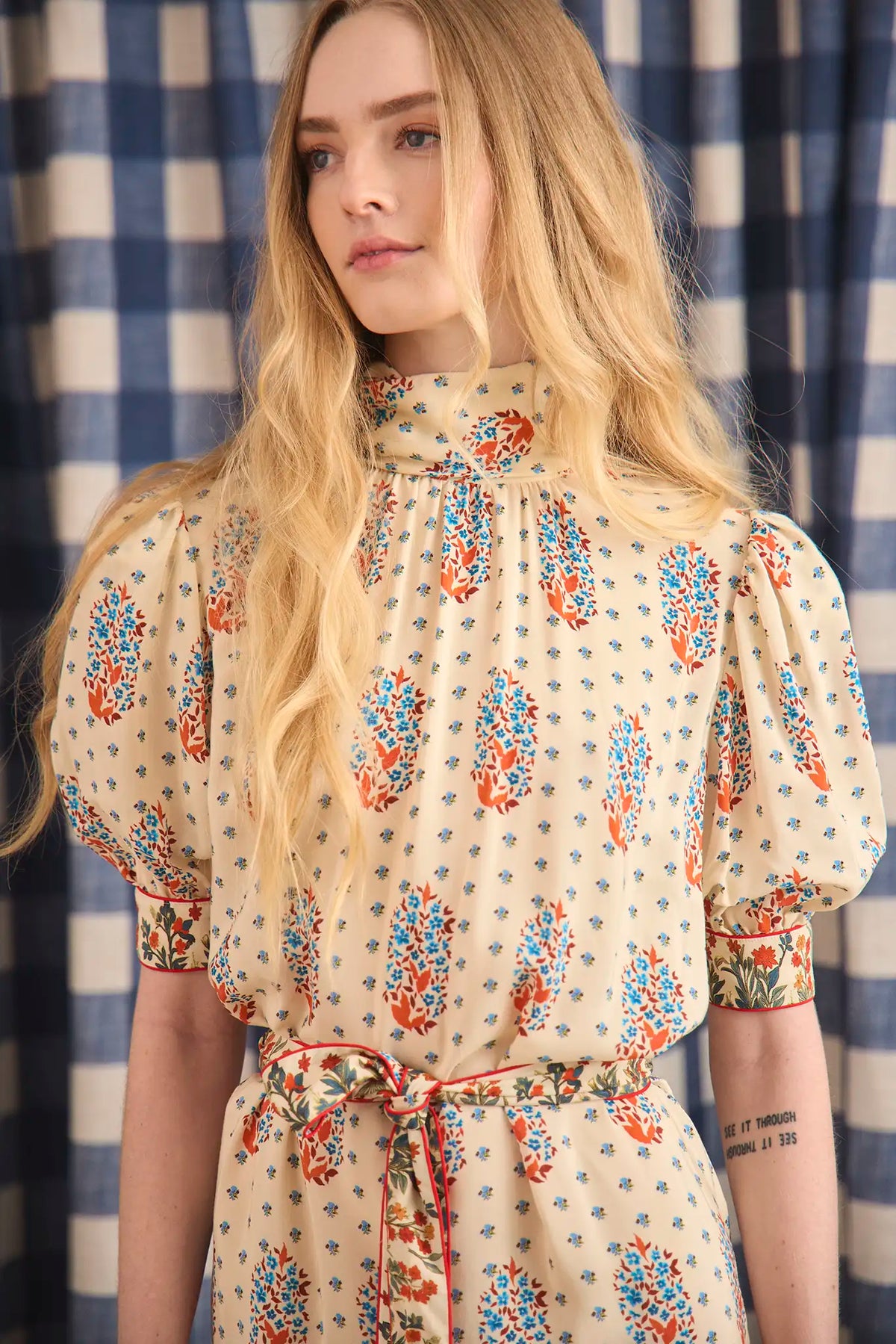 Langley Dress in Fall Floral Cream