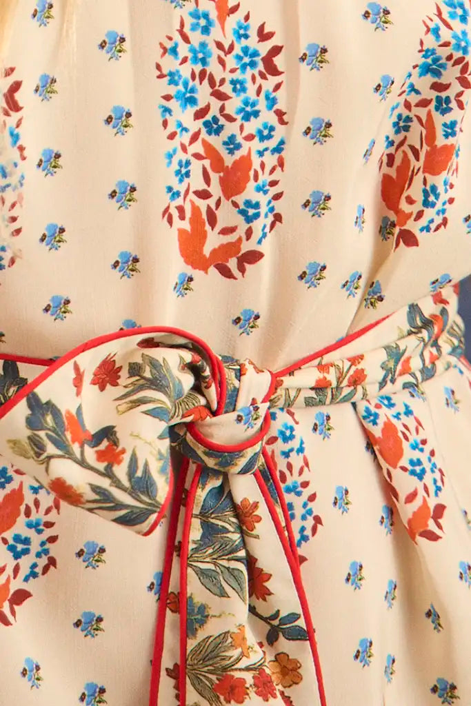Langley Dress in Fall Floral Cream