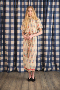 Langley Dress in Fall Floral Cream